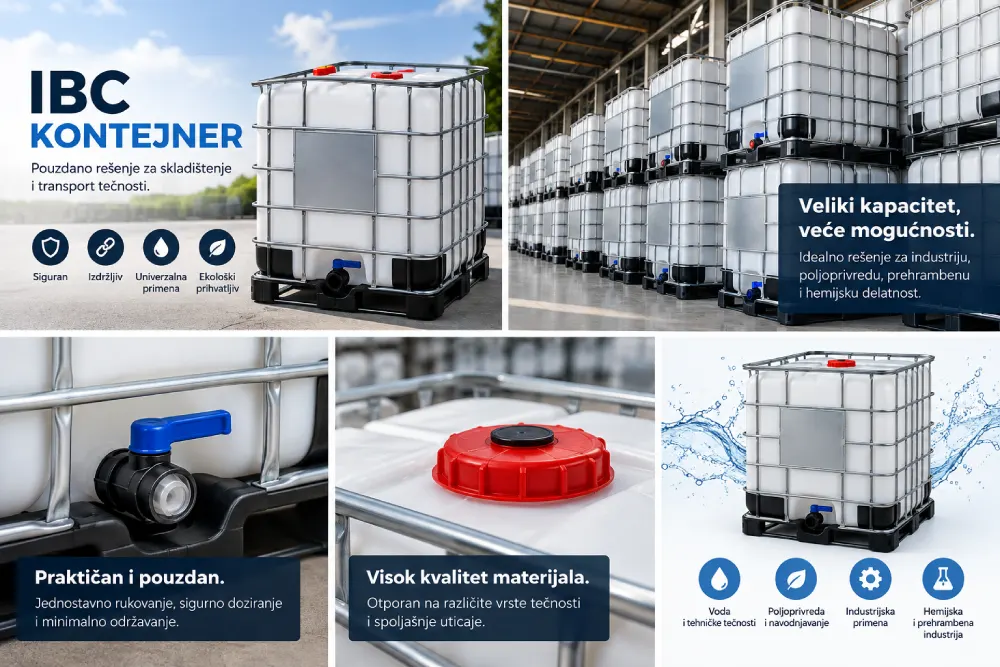 IBC kontejneri 1000 litara: kavez, ventil i poklopac, primena u poljoprivredi i industriji